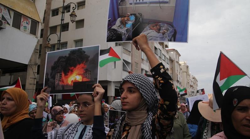 تنظيم 113 تظاهرة جابت 56 مدينة مغربية دعما لغزة
